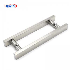 China H-Style Simple Stainless Steel 304 Square Tube Glass & Wooden Door Handle